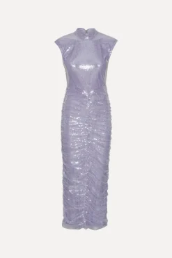 Sequins|Midi Dresses-ROTATE Birger Christensen Sequin Midi Dress Purple Misty Lilac color