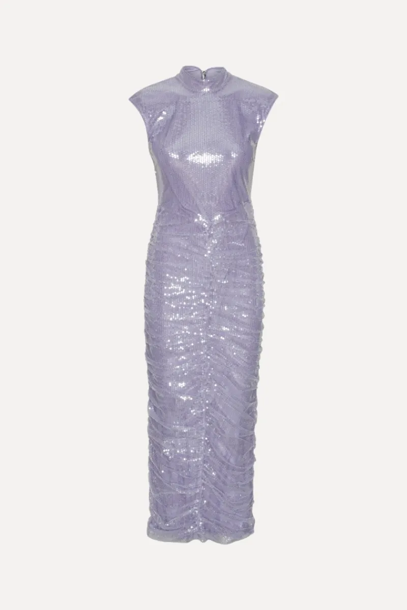 Sequins|Midi Dresses-ROTATE Birger Christensen Sequin Midi Dress Purple Misty Lilac color