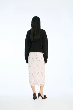 Skirts-ROTATE Birger Christensen Sequin Midi Pencil Skirt Light Pink Lilac Ash Comb. color