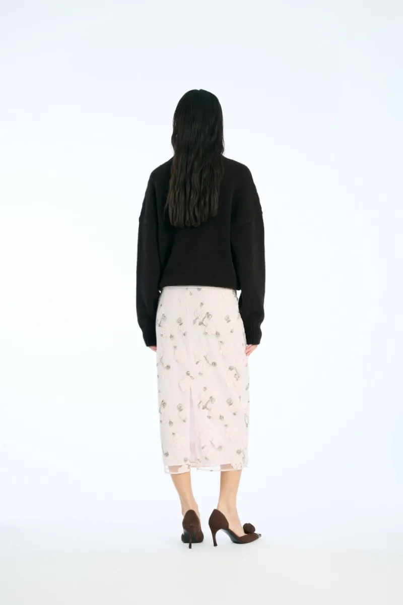 Skirts-ROTATE Birger Christensen Sequin Midi Pencil Skirt Light Pink Lilac Ash Comb. color