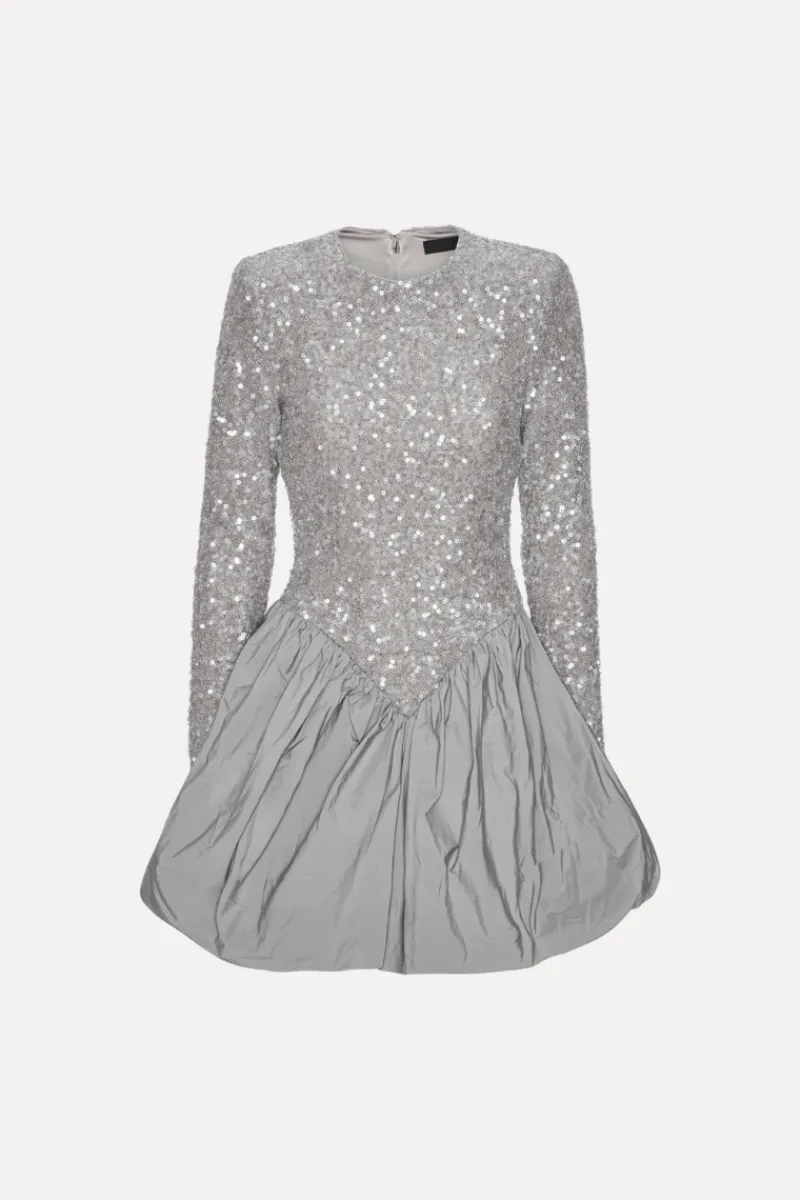 Sequins|Mini Dresses-ROTATE Birger Christensen Sequin Mini Dress Grey Alloy (Light Gray) color