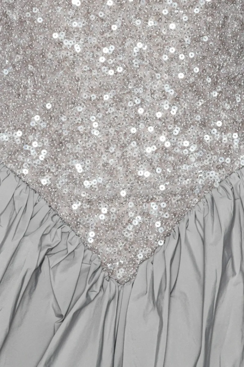 Sequins|Mini Dresses-ROTATE Birger Christensen Sequin Mini Dress Grey Alloy (Light Gray) color