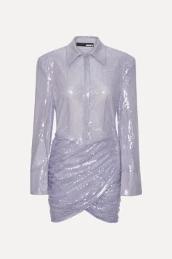 Sequins|Mini Dresses-ROTATE Birger Christensen Sequin Mini Dress Purple Misty Lilac color