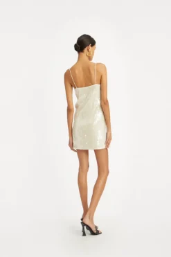Bridal|Sequins-ROTATE Birger Christensen Sequin Mini Dress White Egret color