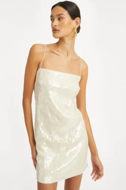 Bridal|Sequins-ROTATE Birger Christensen Sequin Mini Dress White Egret color