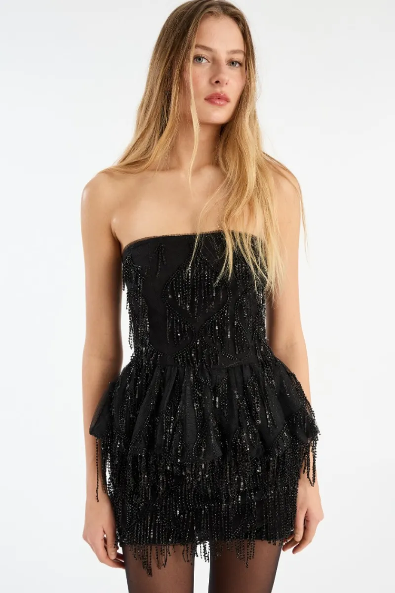 Tops-ROTATE Birger Christensen Sequins Bubble Top Black Black color