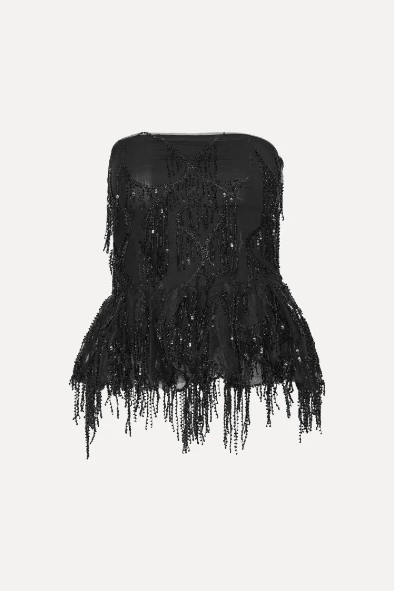 Tops-ROTATE Birger Christensen Sequins Bubble Top Black Black color