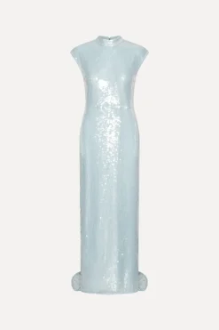 Sequins|Dresses-ROTATE Birger Christensen Sequins Cap Sleeve Dress Light Blue Plein Air color