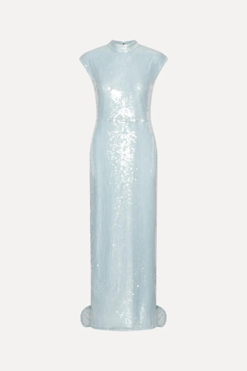 Sequins|Dresses-ROTATE Birger Christensen Sequins Cap Sleeve Dress Light Blue Plein Air color