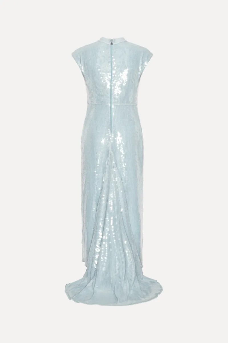 Sequins|Dresses-ROTATE Birger Christensen Sequins Cap Sleeve Dress Light Blue Plein Air color