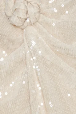 Skirts-ROTATE Birger Christensen Sequins Knot Skirt Creme Nougat color