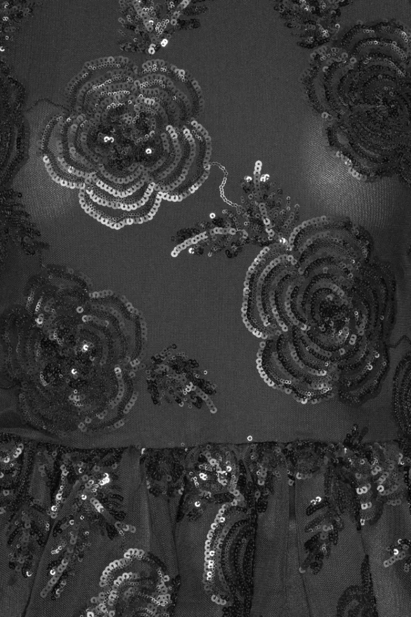 Tops-ROTATE Birger Christensen Sequins Ls Bubble Top Black Black color