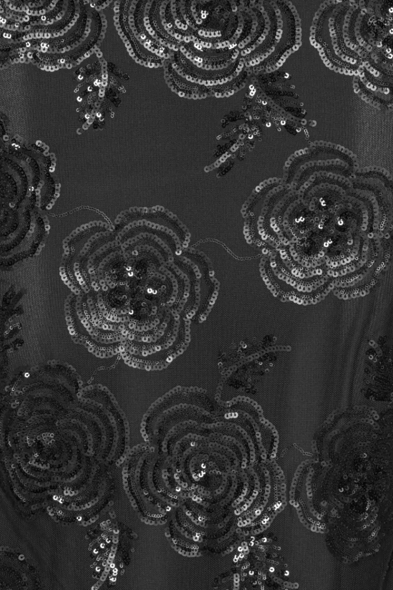 Sequins|Maxi Dress-ROTATE Birger Christensen Sequins Ls Maxi Dress Black Black color