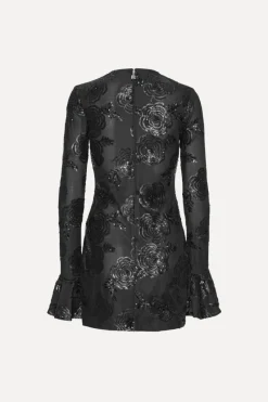 Sequins|Dresses-ROTATE Birger Christensen Sequins Ls Mini Dress Black Black color