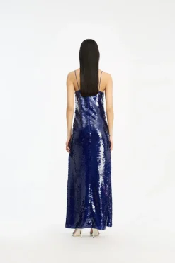 Sequins|Maxi Dress-ROTATE Birger Christensen Sequins Max Dress Dark Blue Mazarine Blue color