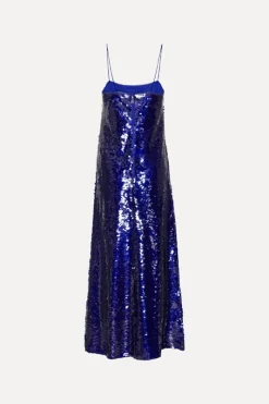 Sequins|Maxi Dress-ROTATE Birger Christensen Sequins Max Dress Dark Blue Mazarine Blue color