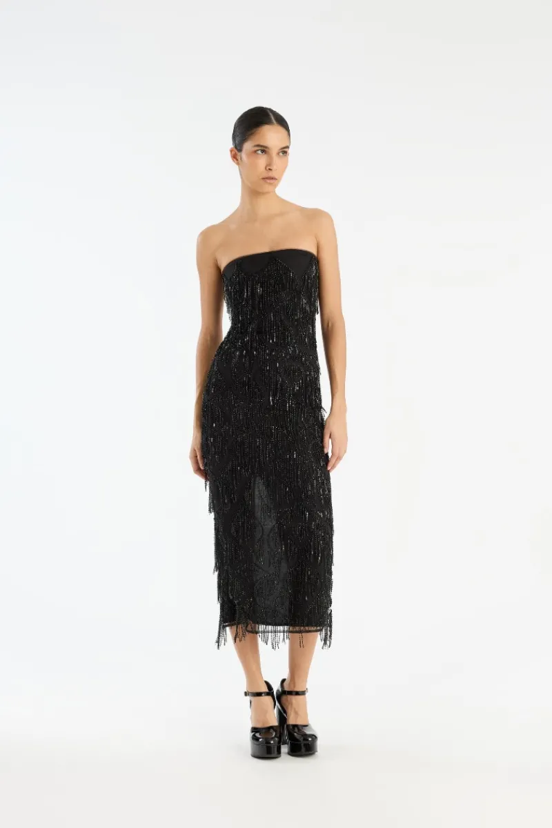 Sequins|Midi Dresses-ROTATE Birger Christensen Sequins Midi Tube Dress Black Black color