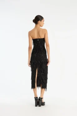 Sequins|Midi Dresses-ROTATE Birger Christensen Sequins Midi Tube Dress Black Black color