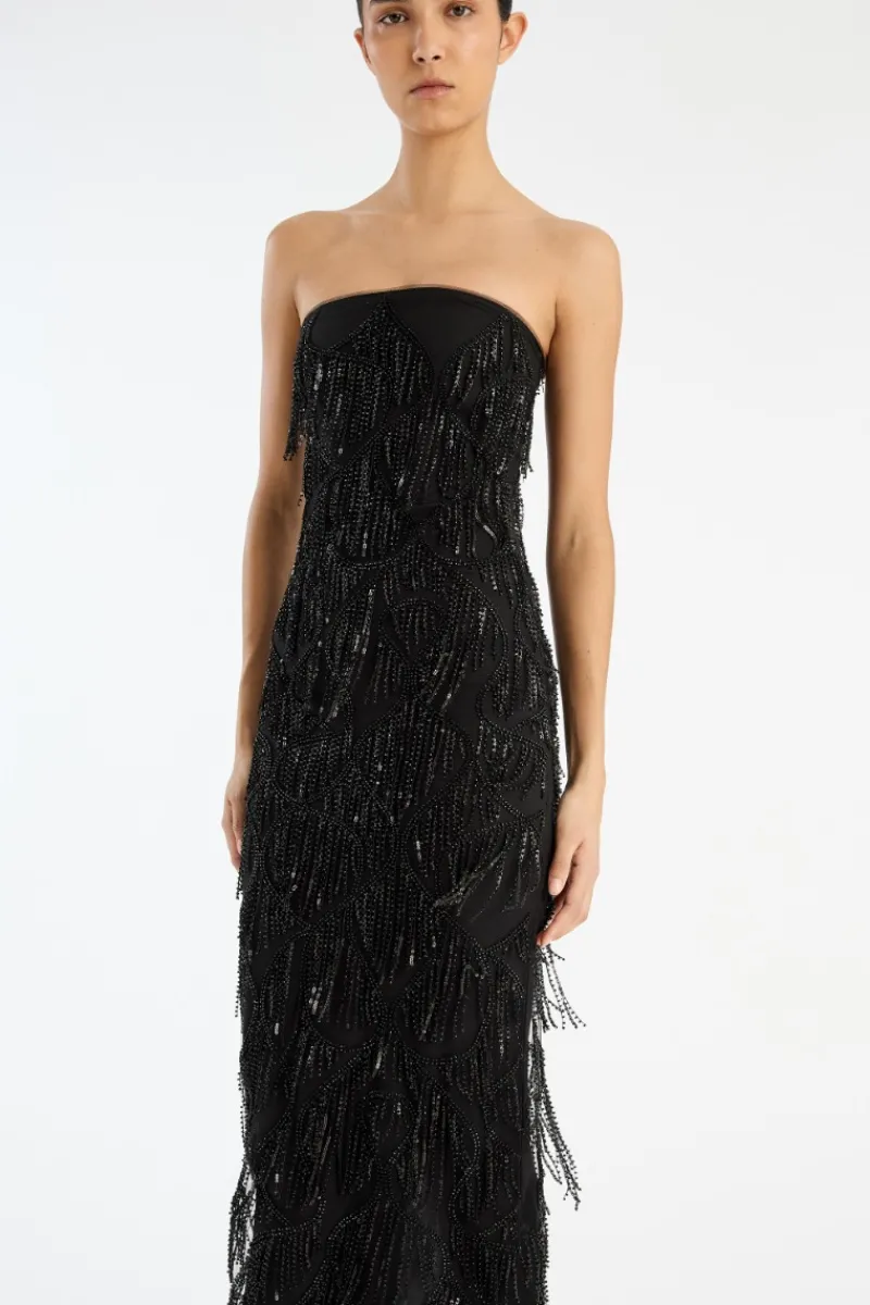 Sequins|Midi Dresses-ROTATE Birger Christensen Sequins Midi Tube Dress Black Black color