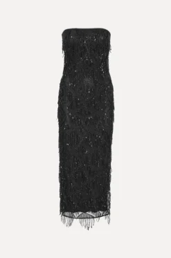 Sequins|Midi Dresses-ROTATE Birger Christensen Sequins Midi Tube Dress Black Black color