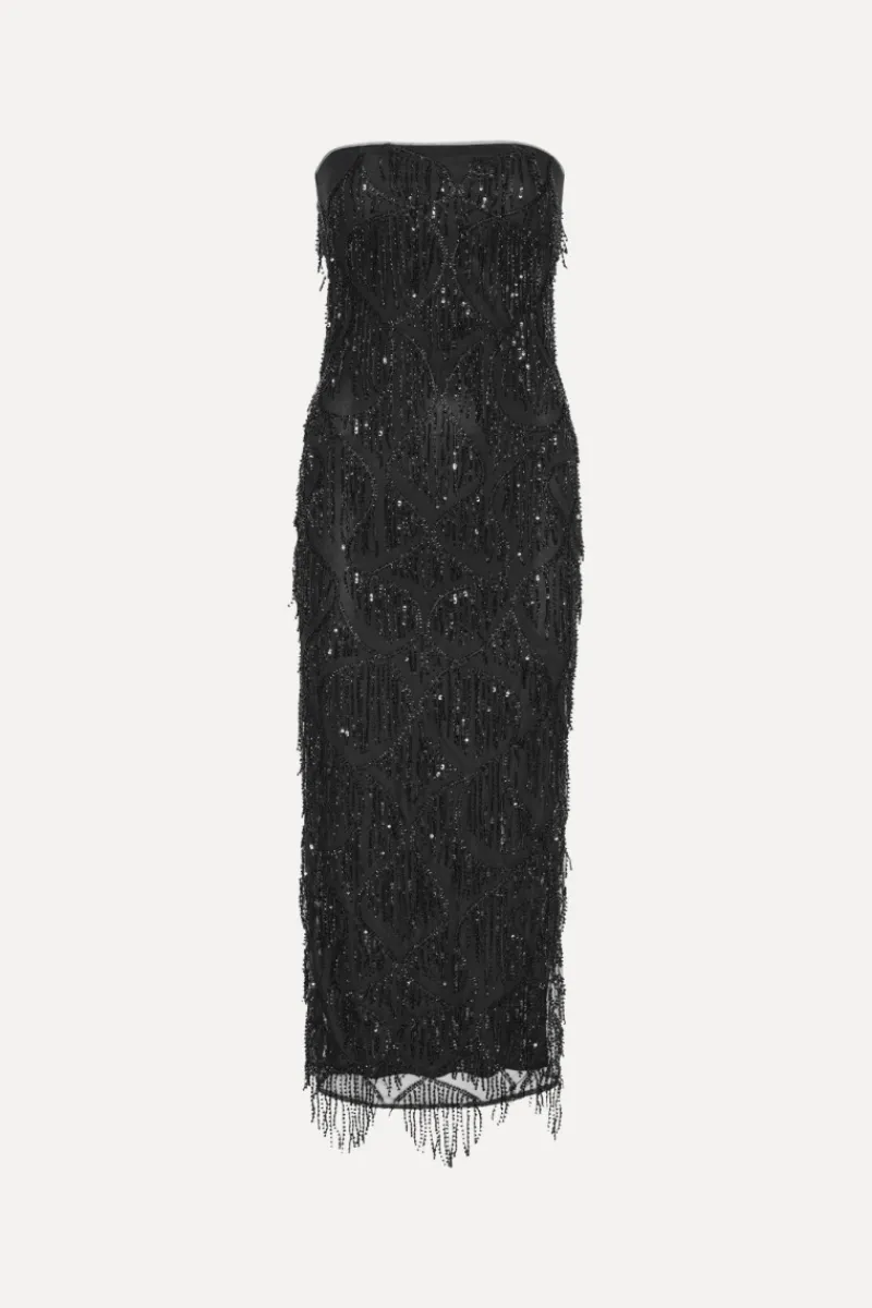 Sequins|Midi Dresses-ROTATE Birger Christensen Sequins Midi Tube Dress Black Black color