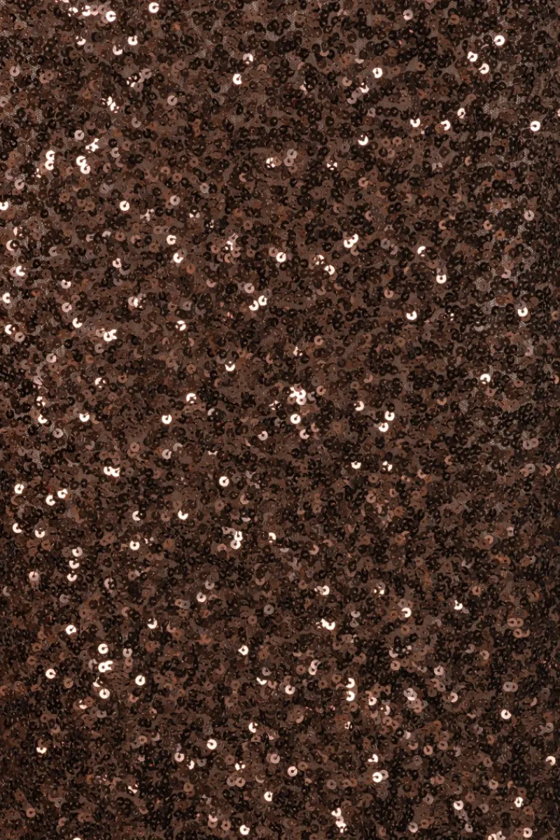 Sequins|Maxi Dress-ROTATE Birger Christensen Sequins Midi V-neck Dress Dark Brown CHICORY COFFEE color