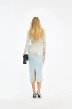 Skirts-ROTATE Birger Christensen Sequins Pencil Skirt Light Blue Plein Air color