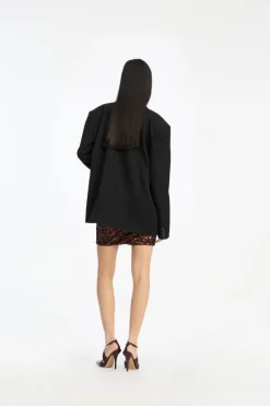 Sequins|Mini Dresses-ROTATE Birger Christensen Sequins Sleeveless Dress Dark Brown CHICORY COFFEE color