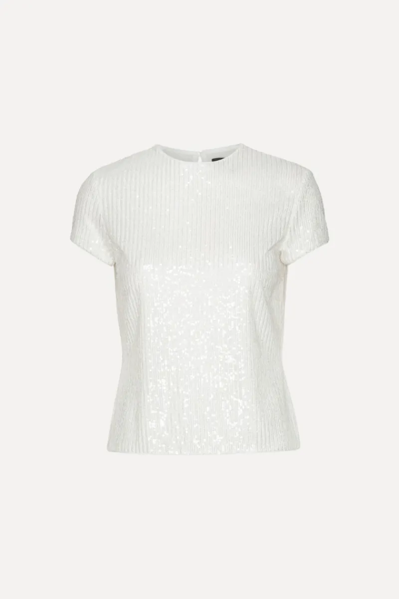 Tops-ROTATE Birger Christensen Sequins T-shirt Bright White Bright White color