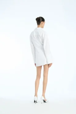 Tops|Dresses-ROTATE Birger Christensen Shirt Dress W/ Twist Bright White Bright White color