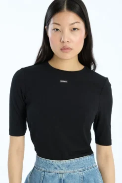 Tops-ROTATE Birger Christensen Short Sleeve T-shirt Black Black color