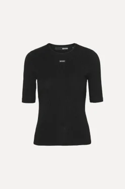Tops-ROTATE Birger Christensen Short Sleeve T-shirt Black Black color