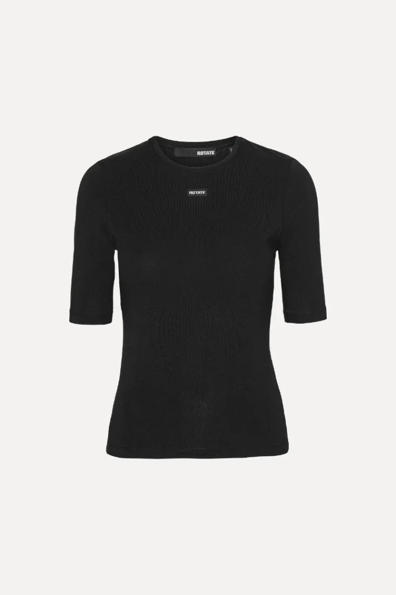 Tops-ROTATE Birger Christensen Short Sleeve T-shirt Black Black color