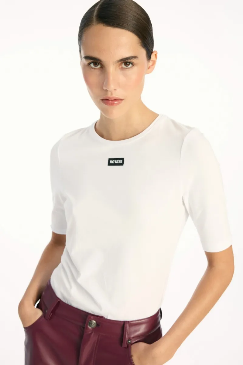 Tops-ROTATE Birger Christensen Short Sleeve T-shirt Bright White Bright White color