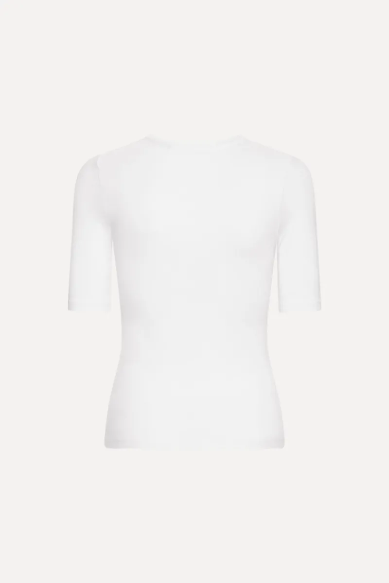 Tops-ROTATE Birger Christensen Short Sleeve T-shirt White Logo Bright White color