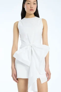 Mini Dresses|Dresses-ROTATE Birger Christensen Sleeveless Dress W/ Bow Bright White Bright White color