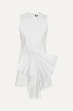 Mini Dresses|Dresses-ROTATE Birger Christensen Sleeveless Dress W/ Bow Bright White Bright White color