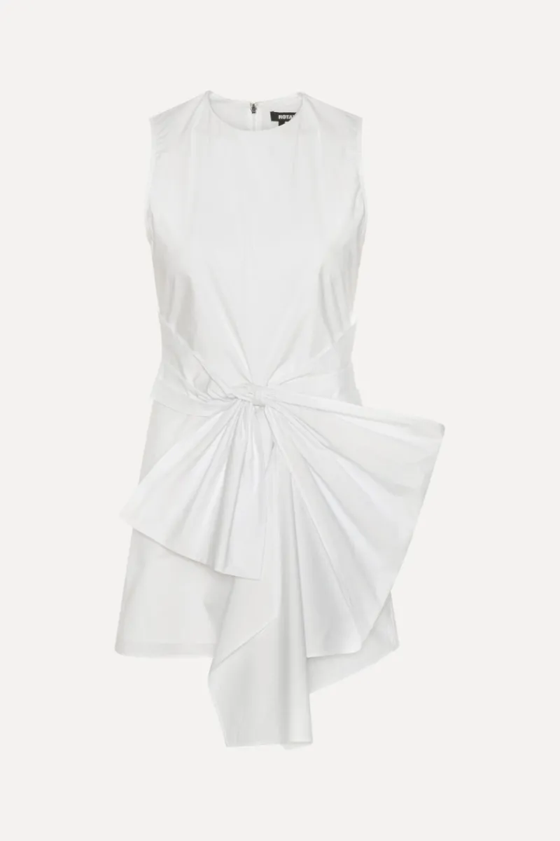 Mini Dresses|Dresses-ROTATE Birger Christensen Sleeveless Dress W/ Bow Bright White Bright White color