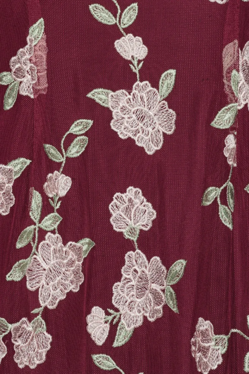 Maxi Dress|Dresses-ROTATE Birger Christensen Sleeveless Maxi Dress Bordeaux Flower Print Zinfandel Comb.color