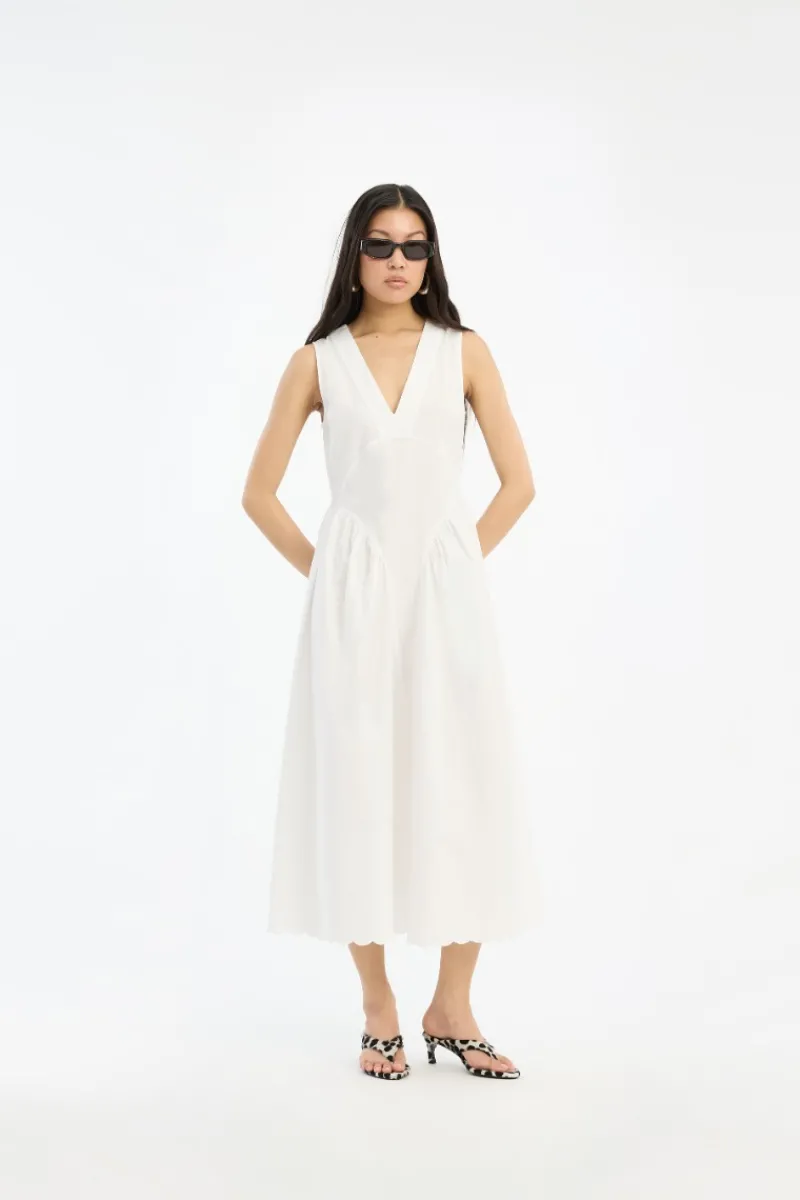 Midi Dresses|Dresses-ROTATE Birger Christensen Sleeveless Midi Dress Bright White Bright White color