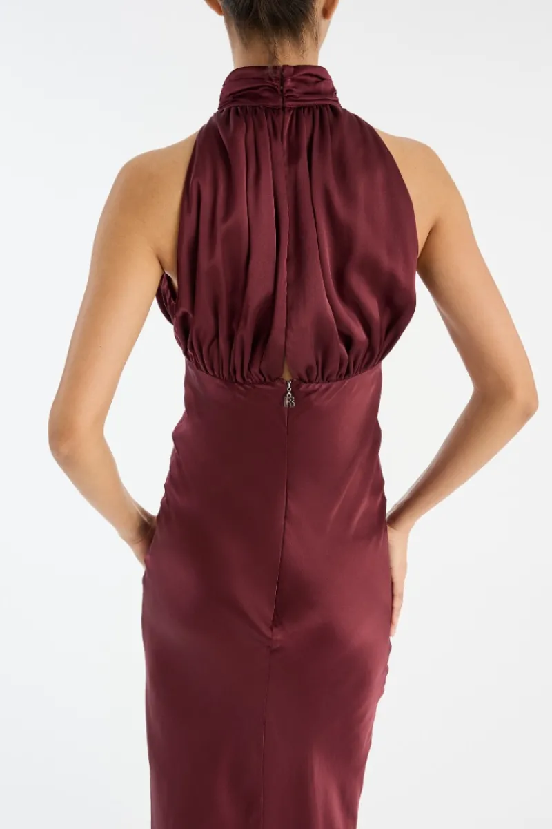 Dresses|Maxi Dress-ROTATE Birger Christensen Sleeveless Silk Dress Burgundy Zinfandelcolor