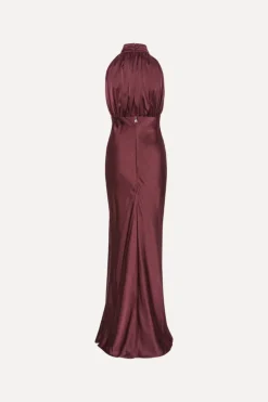 Dresses|Maxi Dress-ROTATE Birger Christensen Sleeveless Silk Dress Burgundy Zinfandelcolor