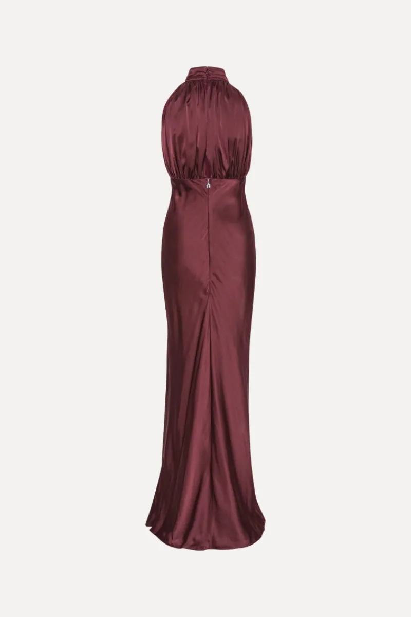 Dresses|Maxi Dress-ROTATE Birger Christensen Sleeveless Silk Dress Burgundy Zinfandelcolor