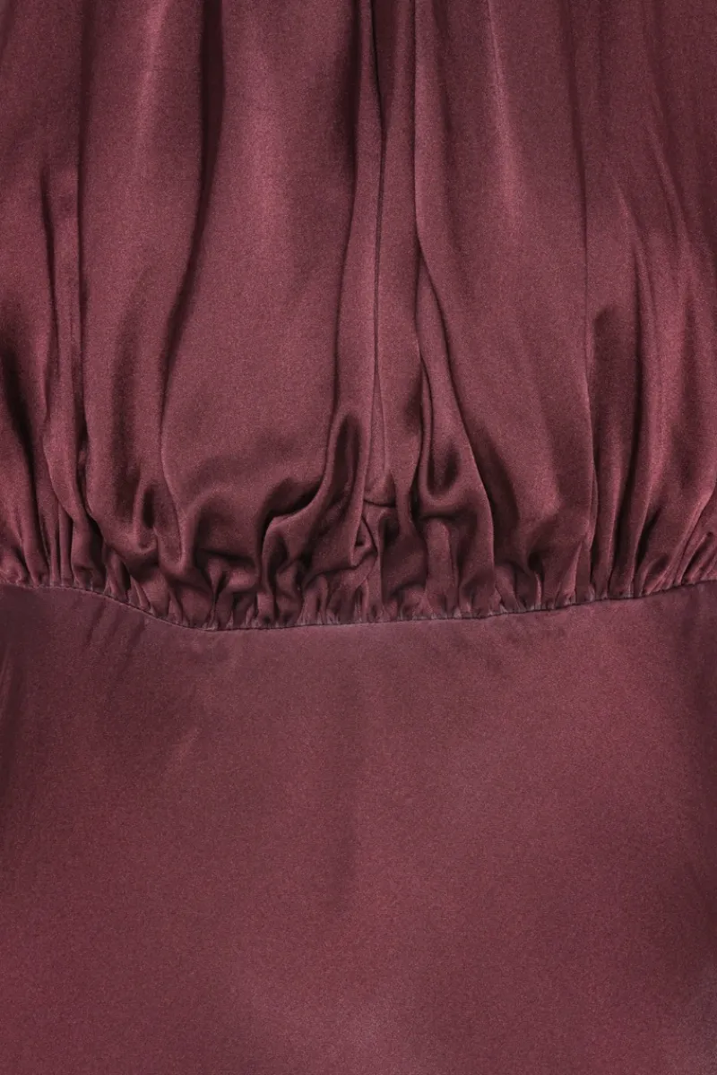 Dresses|Maxi Dress-ROTATE Birger Christensen Sleeveless Silk Dress Burgundy Zinfandelcolor