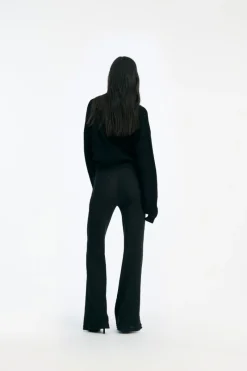 Knitwear|Tops-ROTATE Birger Christensen Slinky Knit Polo Black Black color