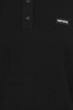 Knitwear|Tops-ROTATE Birger Christensen Slinky Knit Polo Black Black color