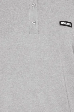 Knitwear|Tops-ROTATE Birger Christensen Slinky Knit Polo Light Grey Alloy (Light Gray) color