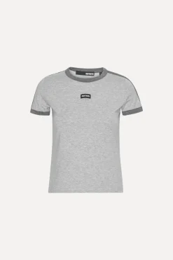 Tops-ROTATE Birger Christensen Stretchy Fitted T-shirt Light Grey Light Grey Melange color