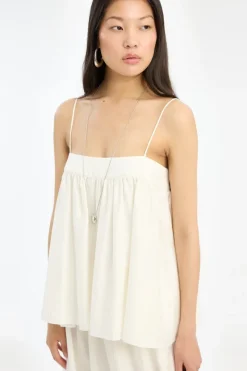 Tops-ROTATE Birger Christensen Striped Slip Top Bright White Bright White color