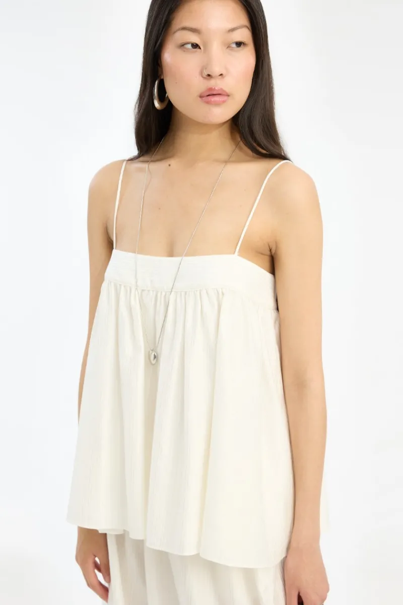 Tops-ROTATE Birger Christensen Striped Slip Top Bright White Bright White color